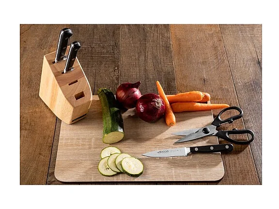 Arcos Serie Ópera Messerset + Edelstahlschere mit Holzhalter