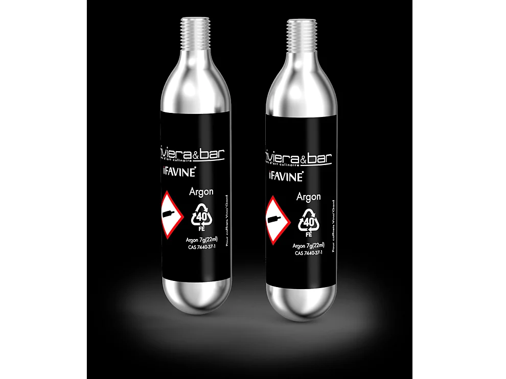 Riviera & Bar Coffret 2 bouchons pour vin + 2 cartouches d'argon - bvg350
