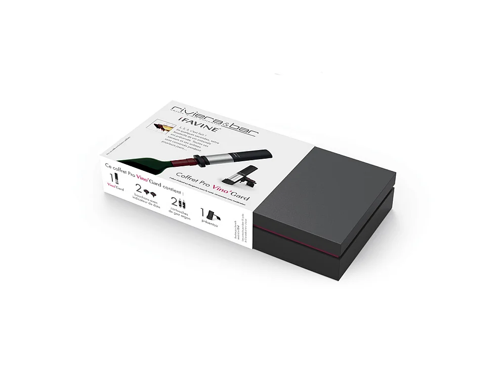 Riviera & Bar Coffret 2 bouchons pour vin + 2 cartouches d'argon - bvg350