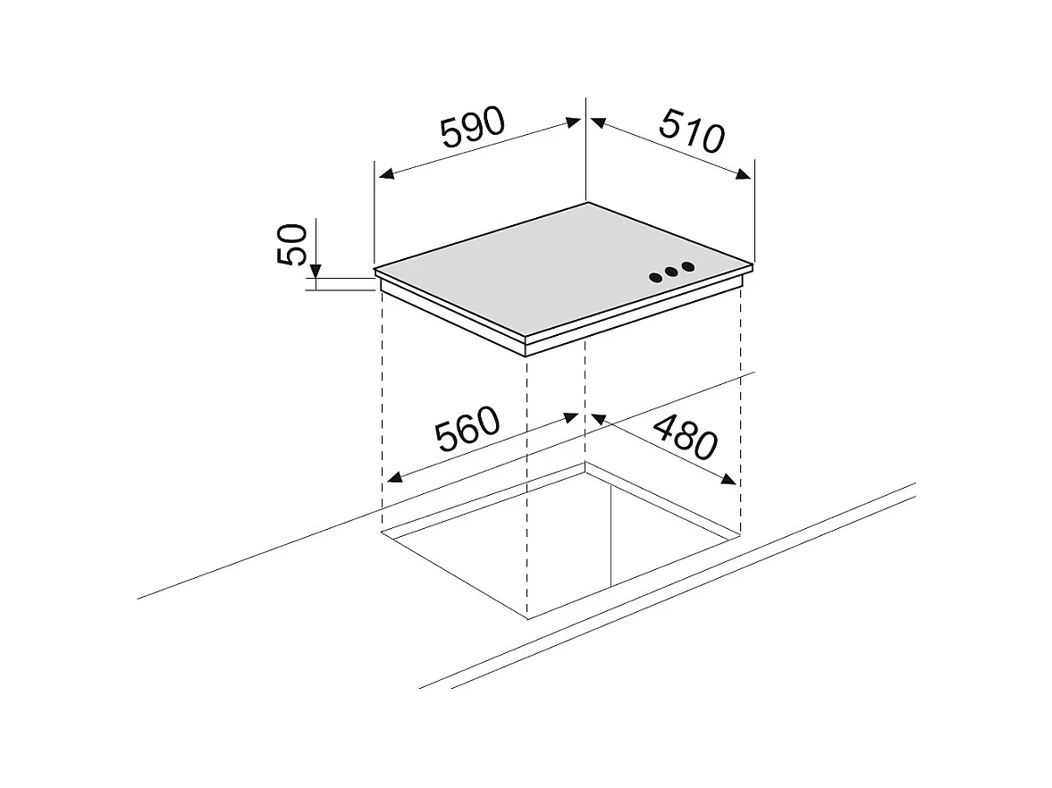 Plaque gaz AIRLUX 6550W 59cm, AT 635 HIX