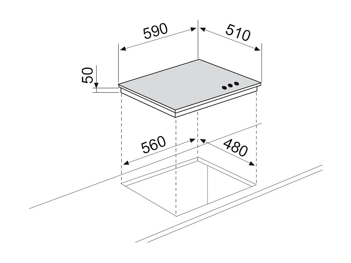 Plaque gaz AIRLUX 6550W 59cm, AT 635 HIX