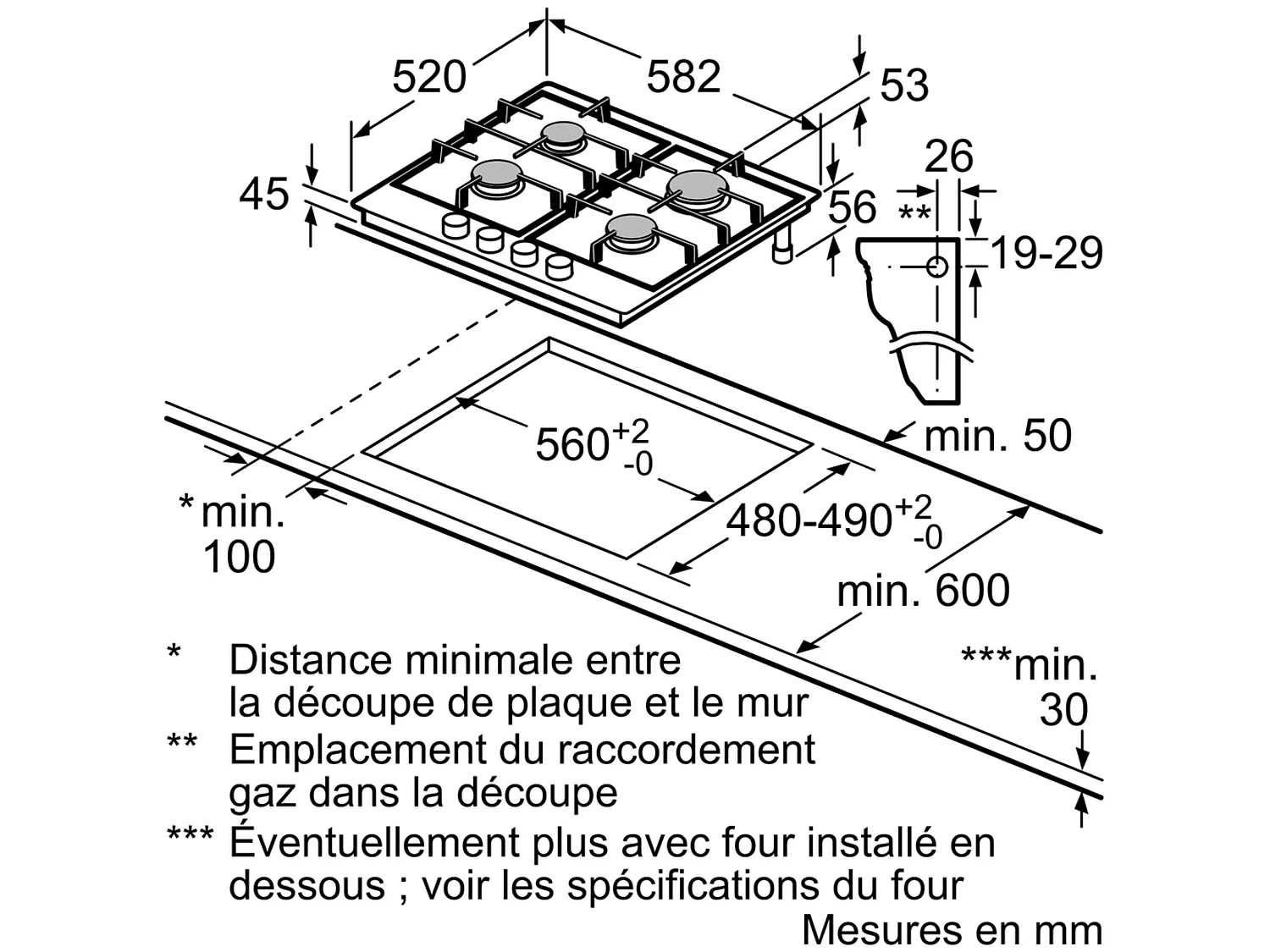 Bosch Serie 6 PCP6A5B90 piano cottura Nero, Inox Da incasso Gas 4 Fornelli