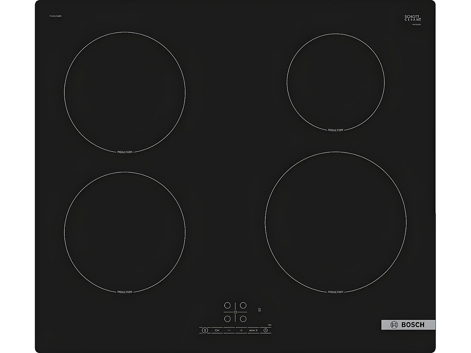 Bosch Table de cuisson induction 60cm 4 feux 4600w noir - PUE61RBB5E