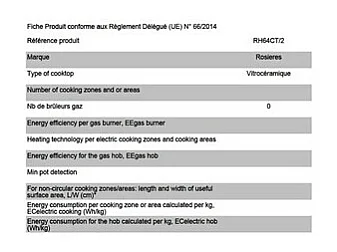 Rosieres Table de cuisson vitrocéramique 60cm 4 feux 6500w noir - rh64ct2