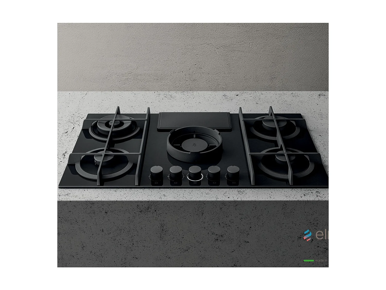 Elica NIKOLATESLA FLAME BL/F/83 piano cottura Nero Da incasso 88 cm Gas 4 Fornelli Cappa da incasso