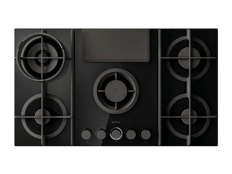 Elica NIKOLATESLA FLAME BL/F/83 piano cottura Nero Da incasso 88 cm Gas 4 Fornelli Cappa da incasso