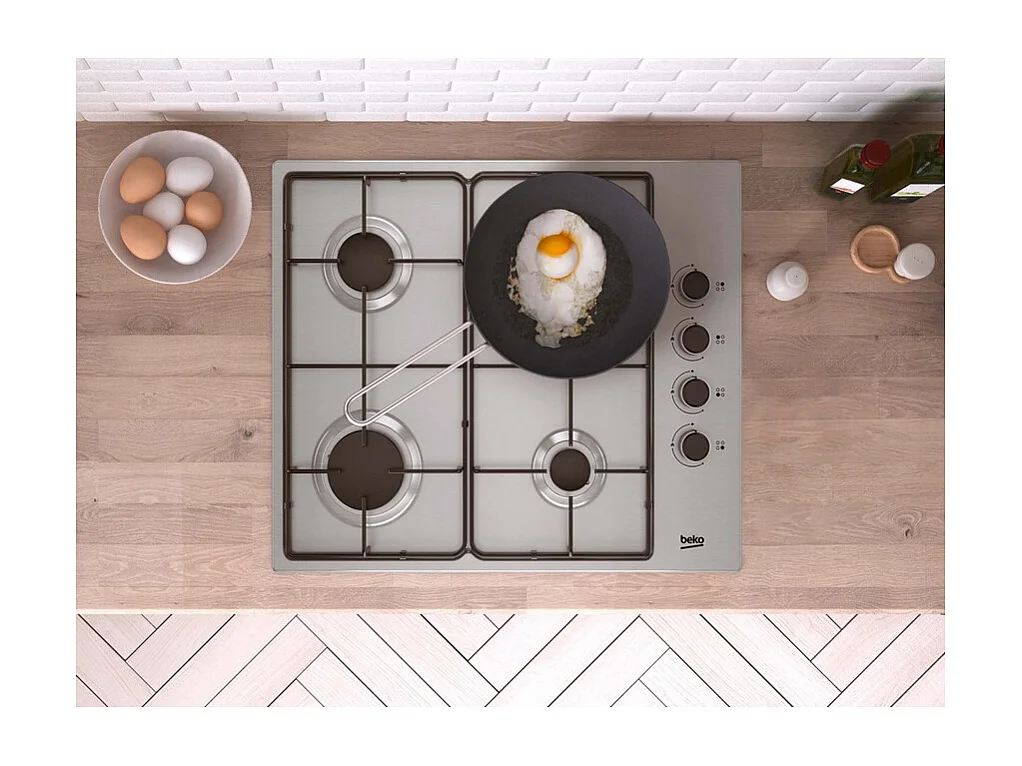Plaque gaz BEKO 61cm, HIGG64123SX