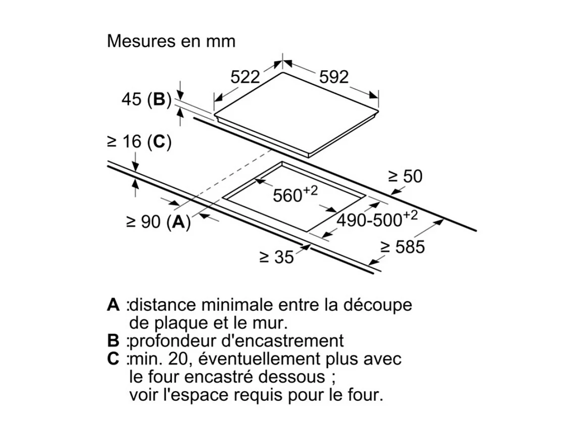Plaque vitrocéramique BOSCH 5700 WW 59.2 cmcm, PKM63RBB8E