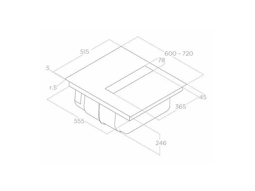 Elica Table de cuisson aspirante induction 72cm 4 feux 7500w noir - prf0167054