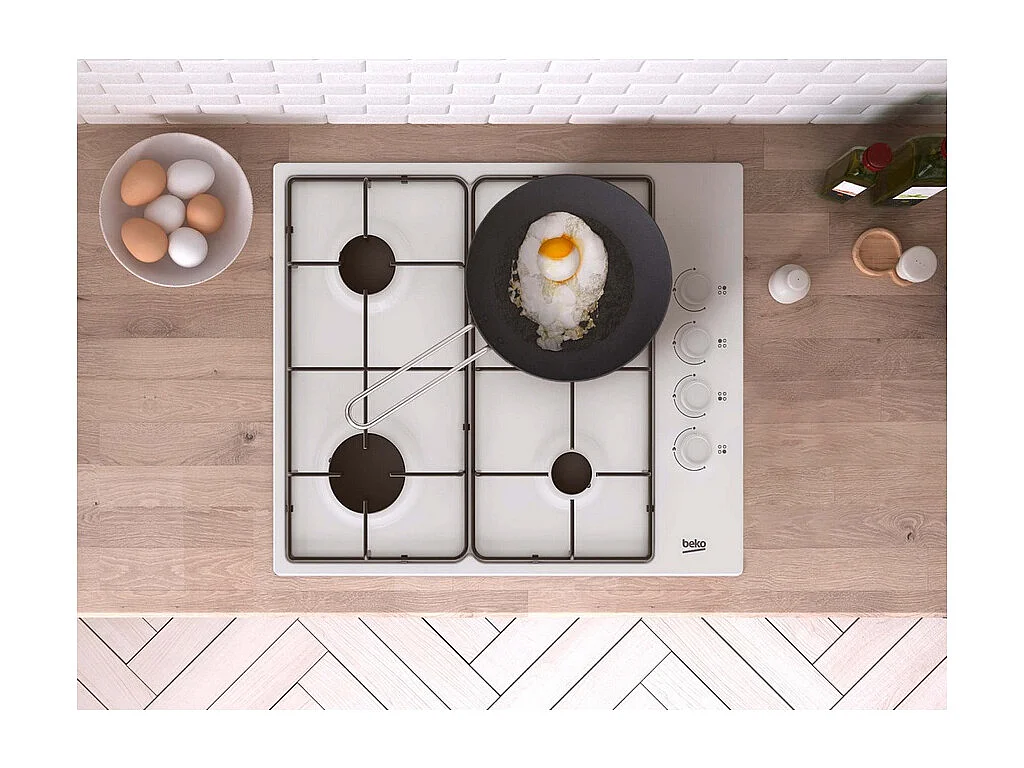 Plaque gaz BEKO 7900W 61cm, HIGG64123SW