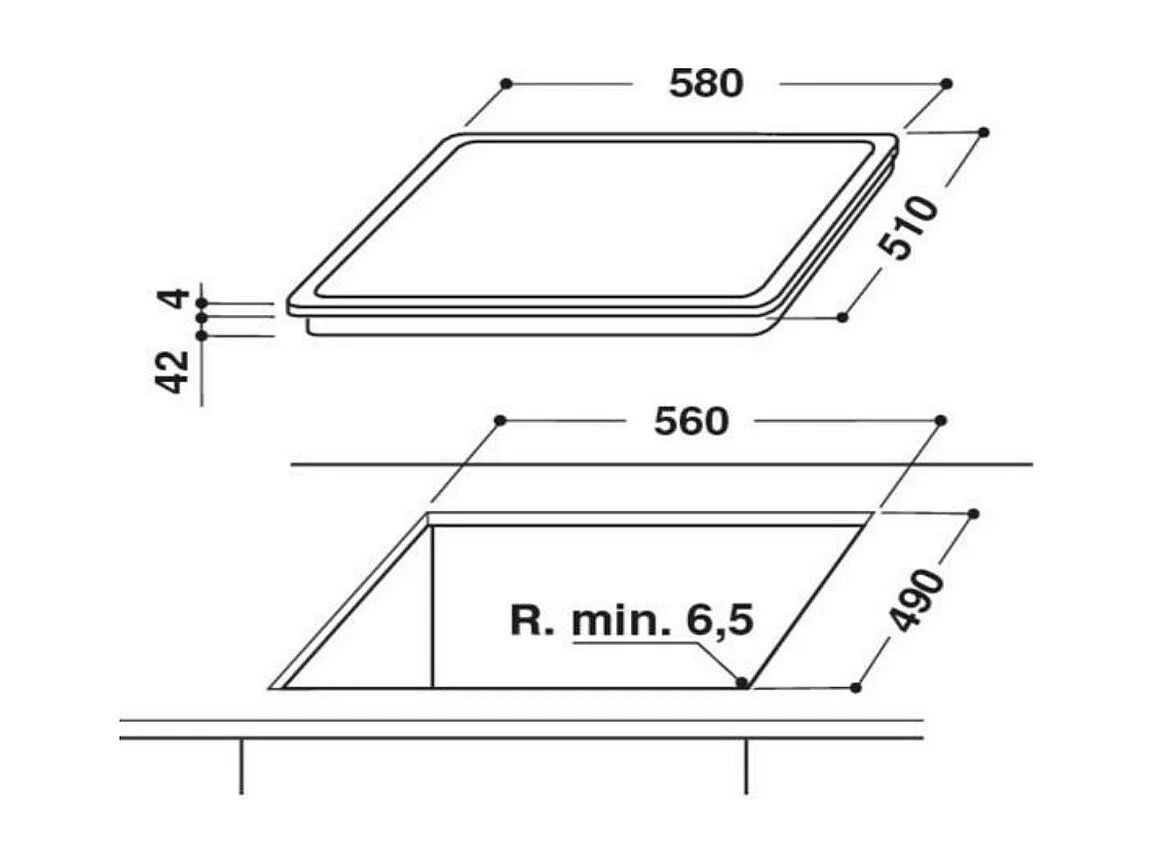 Plaque vitrocéramique INDESIT 6200W 58cm, RI161C