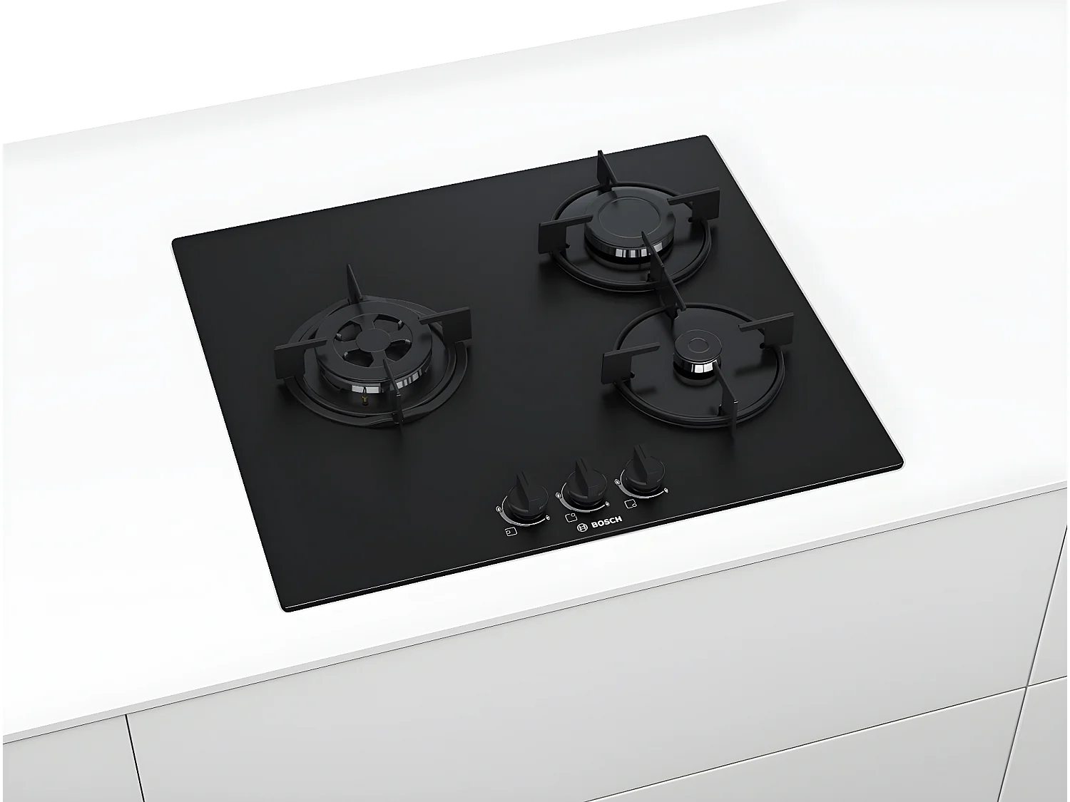 Bosch Table verre gaz 60cm 3 foyers noir - pnc6b6b10