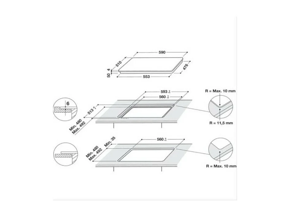 Plaque induction WHIRLPOOL 7200W 60cm, WSQ2160NE