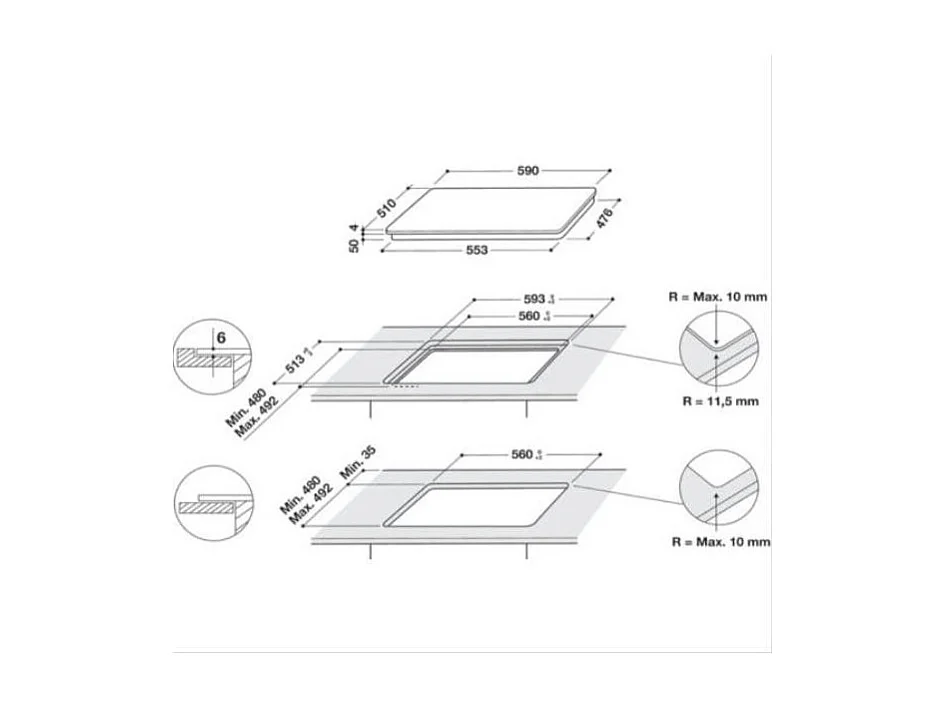 Plaque induction WHIRLPOOL 7200W 60cm, WSQ2160NE
