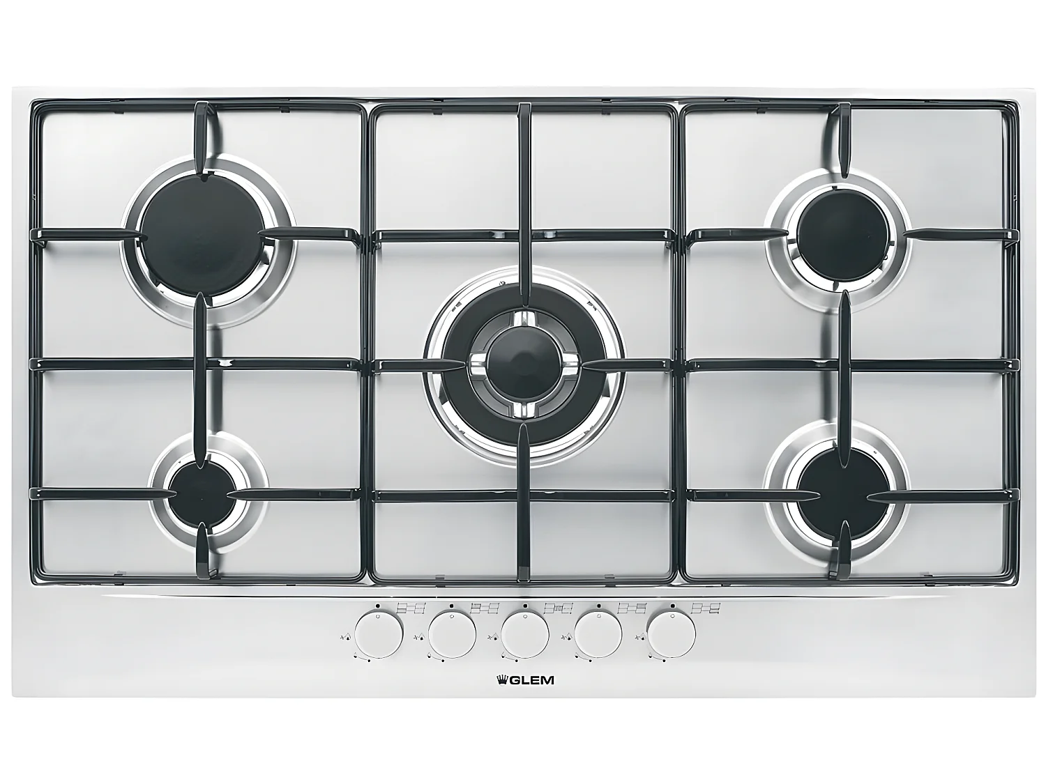 Glem Table de cuisson gaz 90cm 5 feux inox - GT955IX