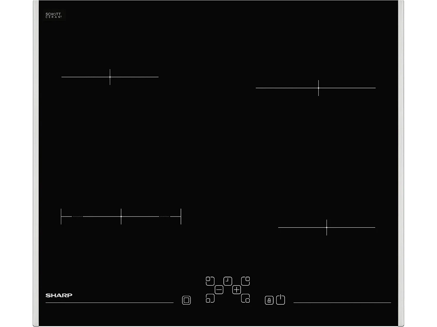 Sharp Table de cuisson vitrocéramique 60cm 4 feux 5900w noir - kh6v08ft00