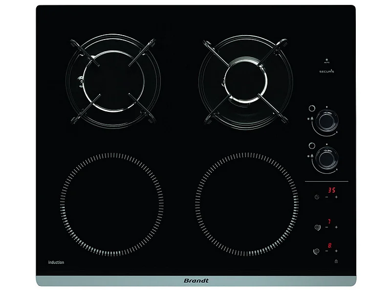 Brandt Table de cuisson mixte 60cm 4 feux - bpi6413bm