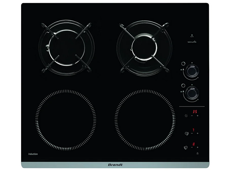 Brandt Table de cuisson mixte 60cm 4 feux - bpi6413bm