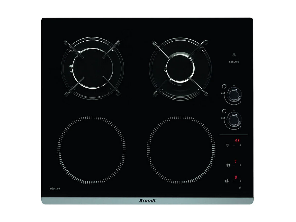 Brandt Table de cuisson mixte 60cm 4 feux - bpi6413bm