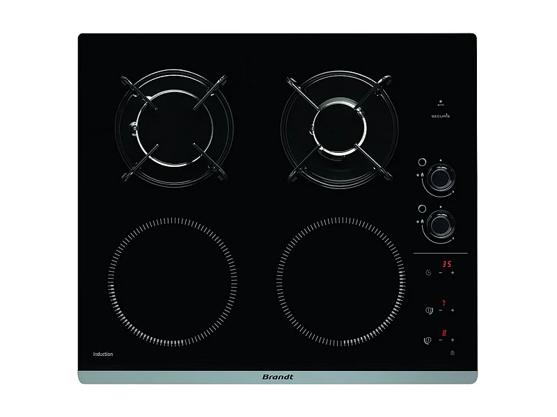 Brandt Table de cuisson mixte 60cm 4 feux - bpi6413bm