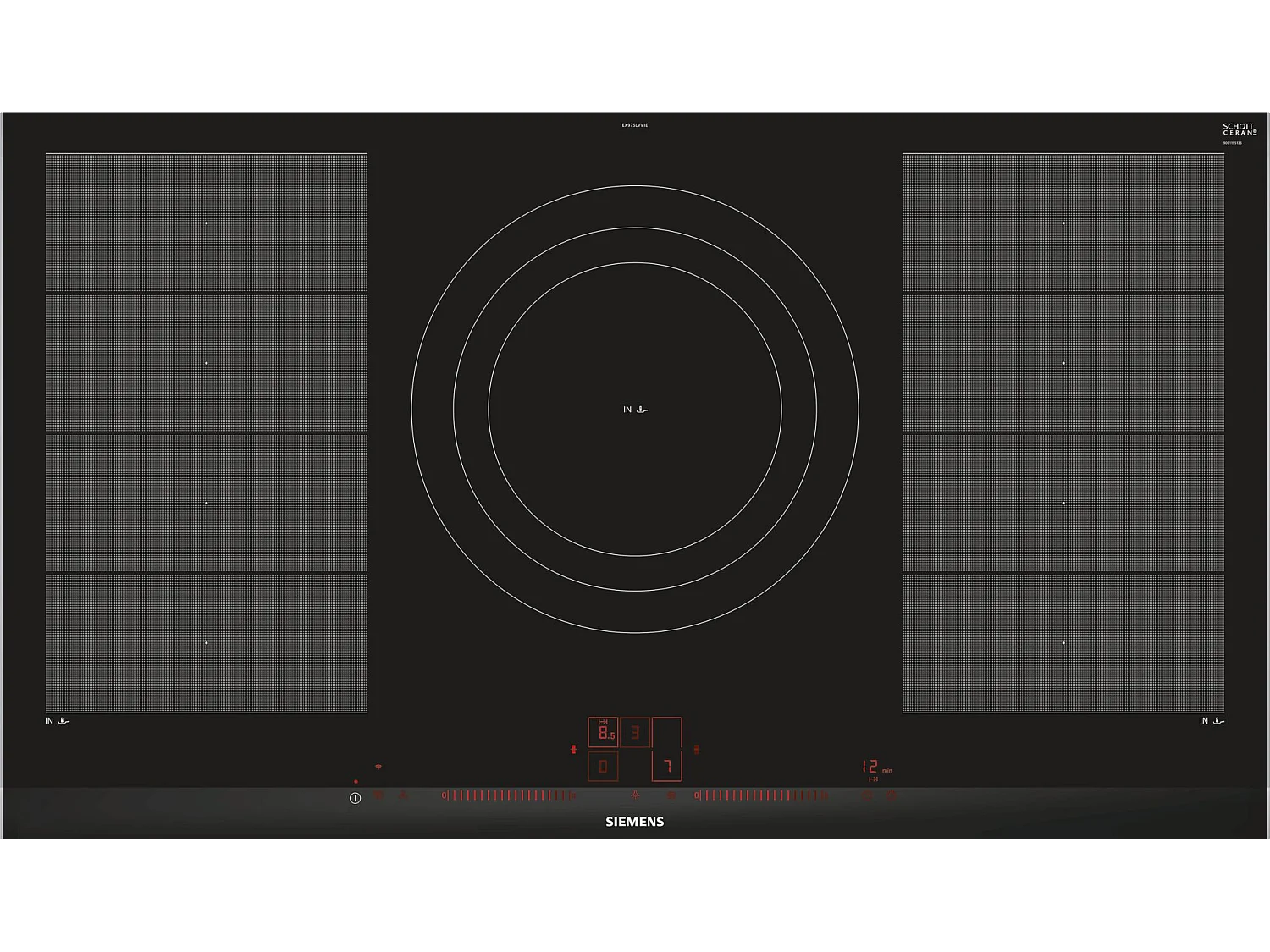 Siemens Table de cuisson à induction 90cm 5 feux 11100w flexinduction noir - ex975lvv1e
