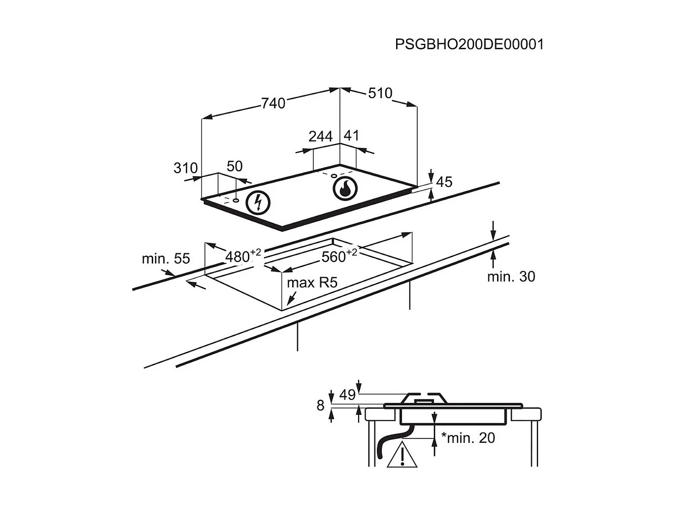 Plaque gaz ELECTROLUX, KGG75362K
