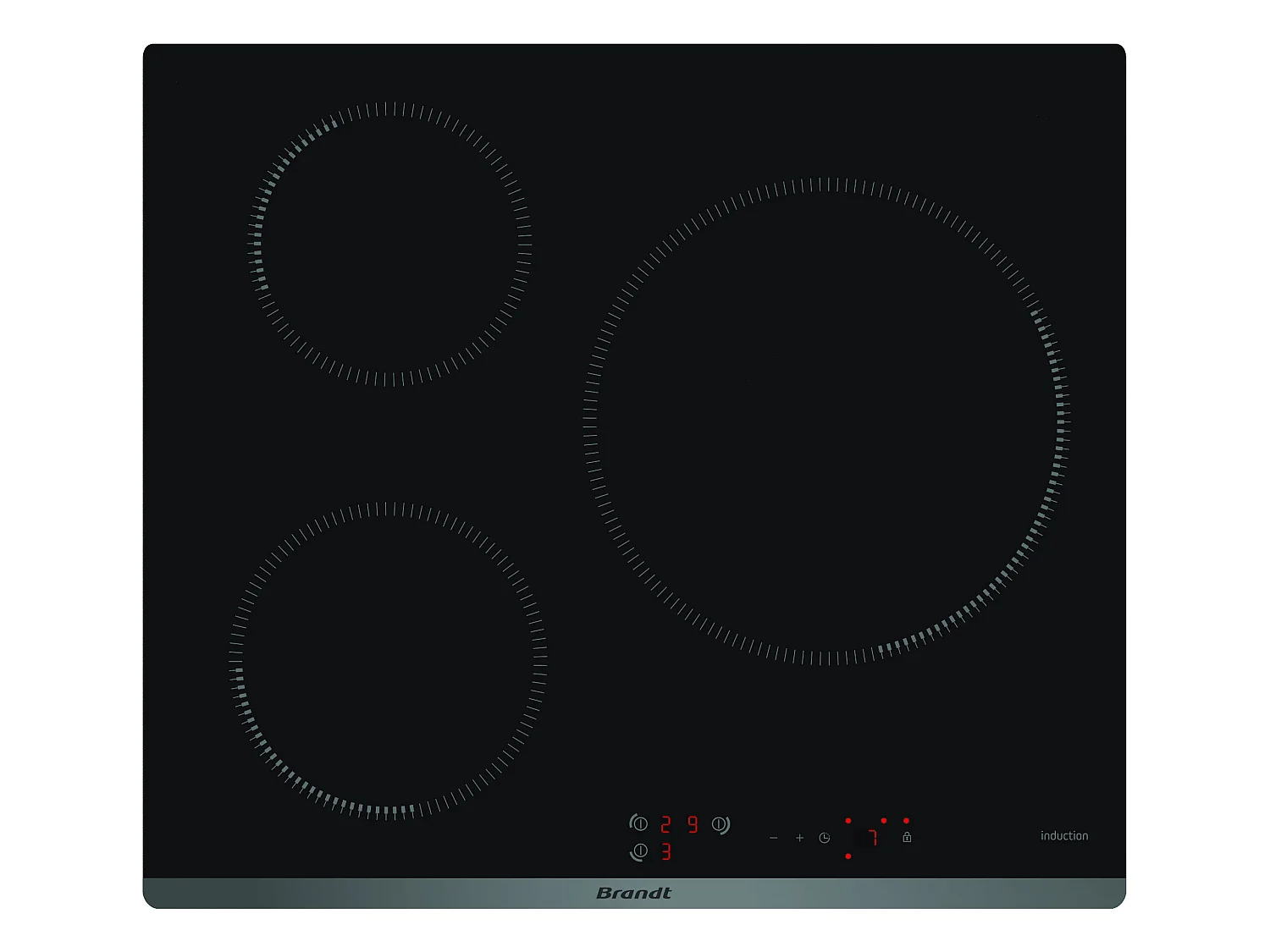 Brandt Table de cuisson induction 60cm 3 feux 7200w - bpi6314b