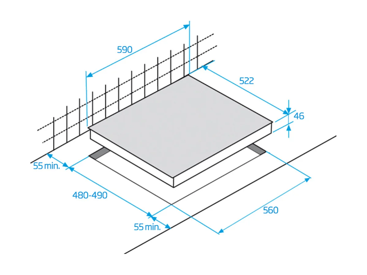 Plaque gaz BEKO 7400W 59cm, HILG 64221 S