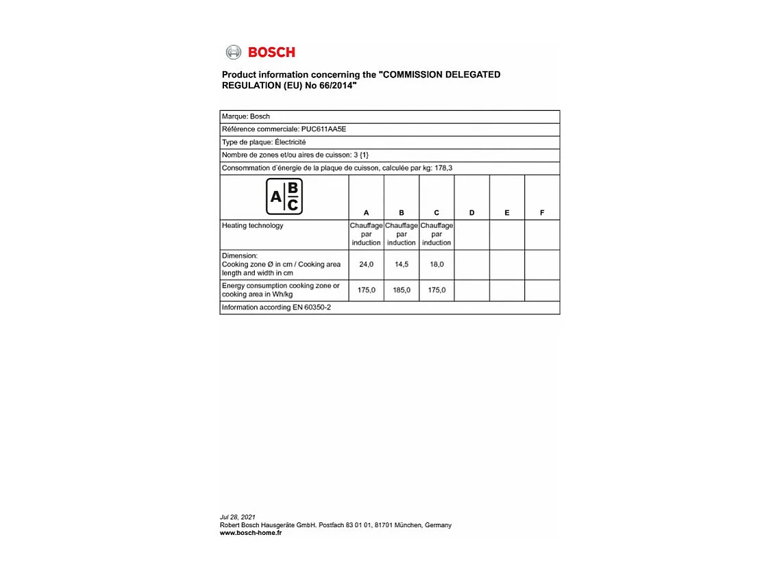 Plaque vitrocéramique BOSCH 4600W 59.2cm, PUC611AA5E