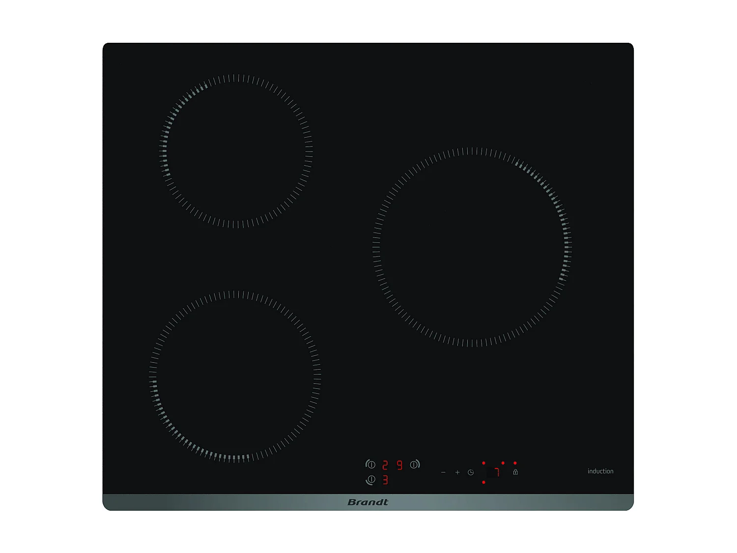 Brandt Table de cuisson induction 60cm 3 feux 4600w noir - bpi6310b