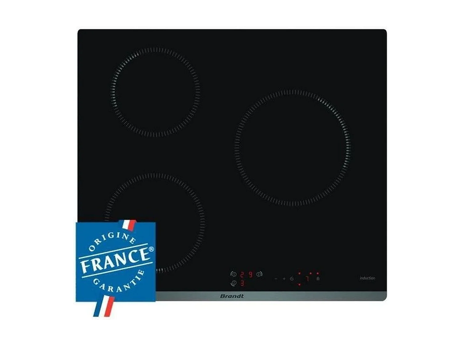 Brandt Table de cuisson induction 60cm 3 feux 4600w noir - bpi6310b