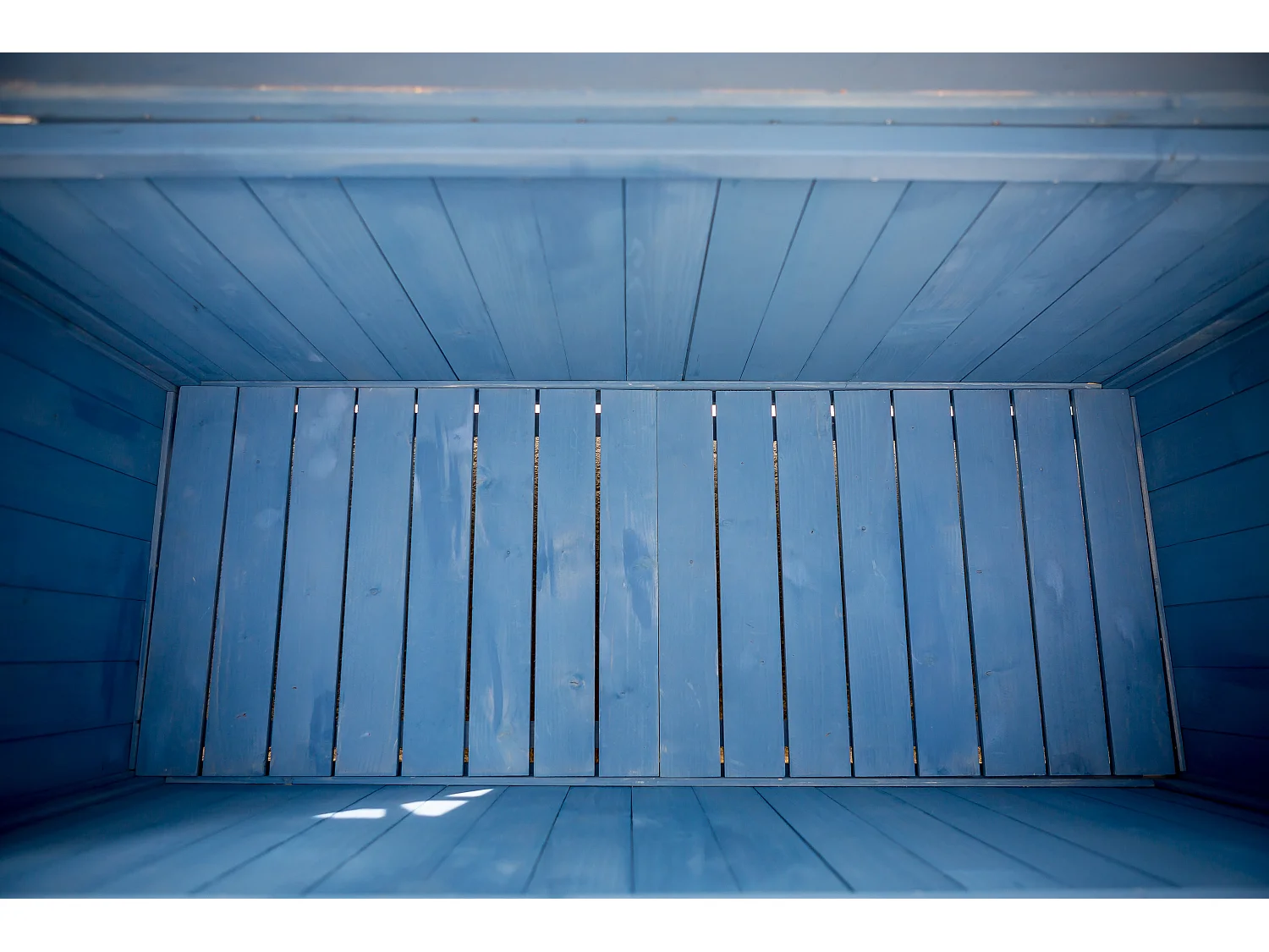 Habrita Coffre de rangement lasuré bleu - box1355