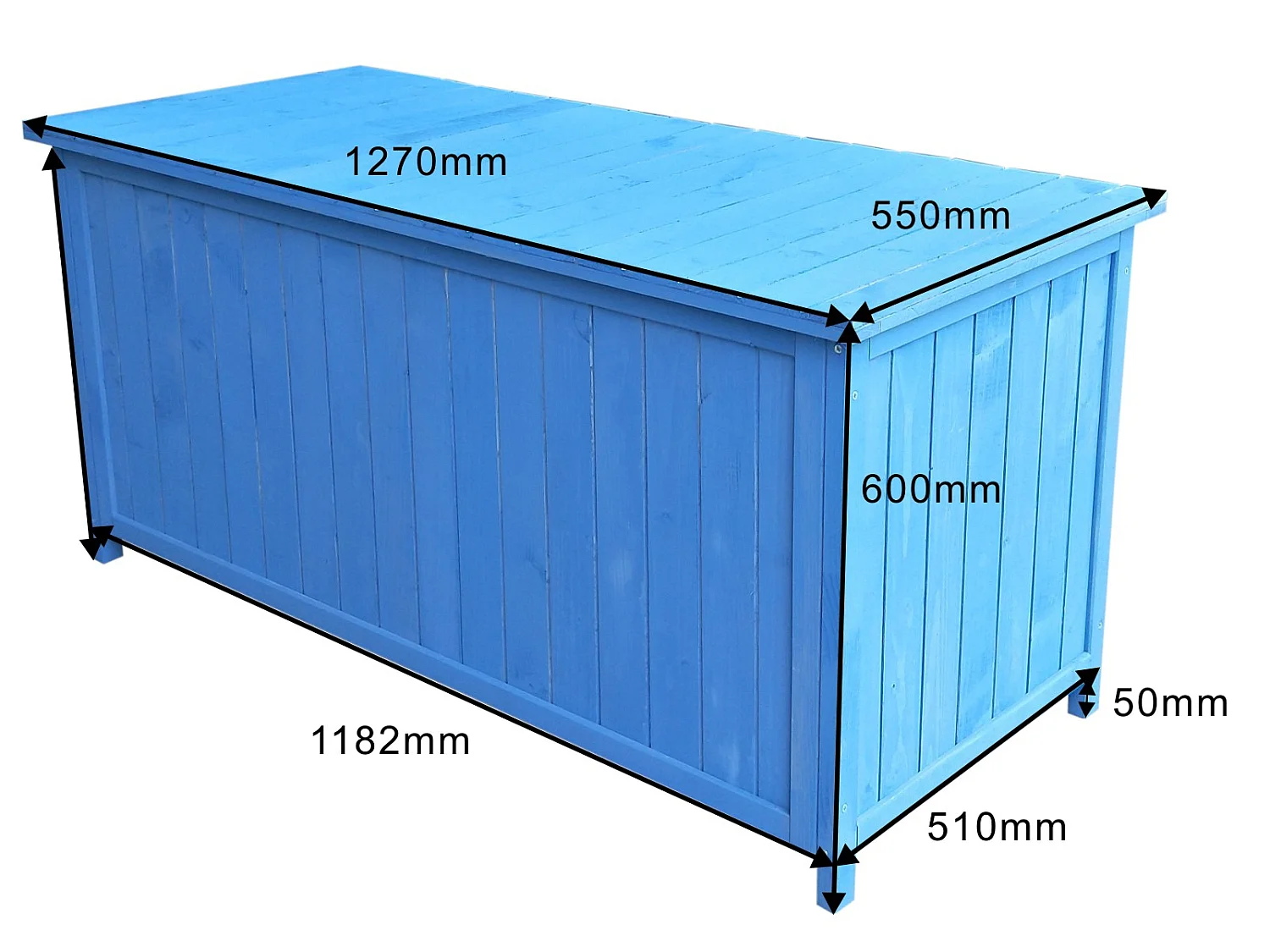 Habrita Coffre de rangement lasuré bleu - box1355