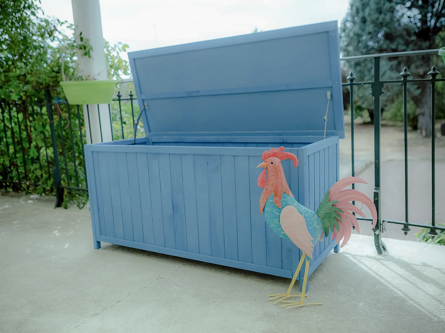 Habrita Coffre de rangement lasuré bleu - box1355