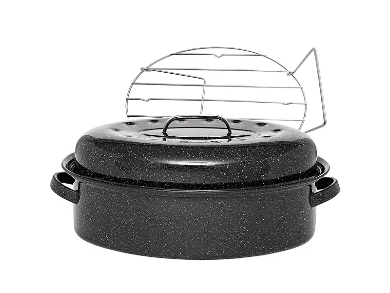 Warmcook Cocotte ovale en acier carbon 46x31cm + grille - 0509+2005