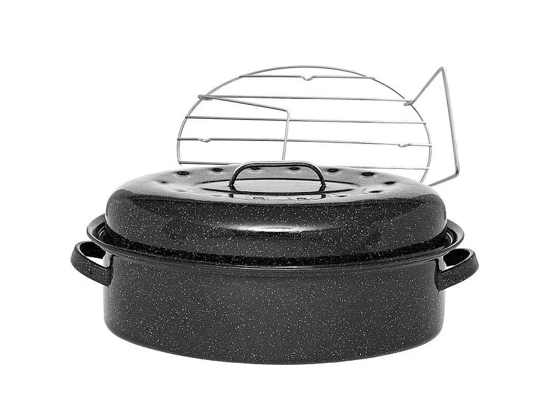 Warmcook Cocotte ovale en acier carbon 46x31cm + grille - 0509+2005