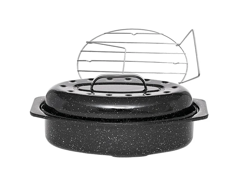 Warmcook Cocotte ovale en acier carbon 38x26cm + grille - 0508+2006