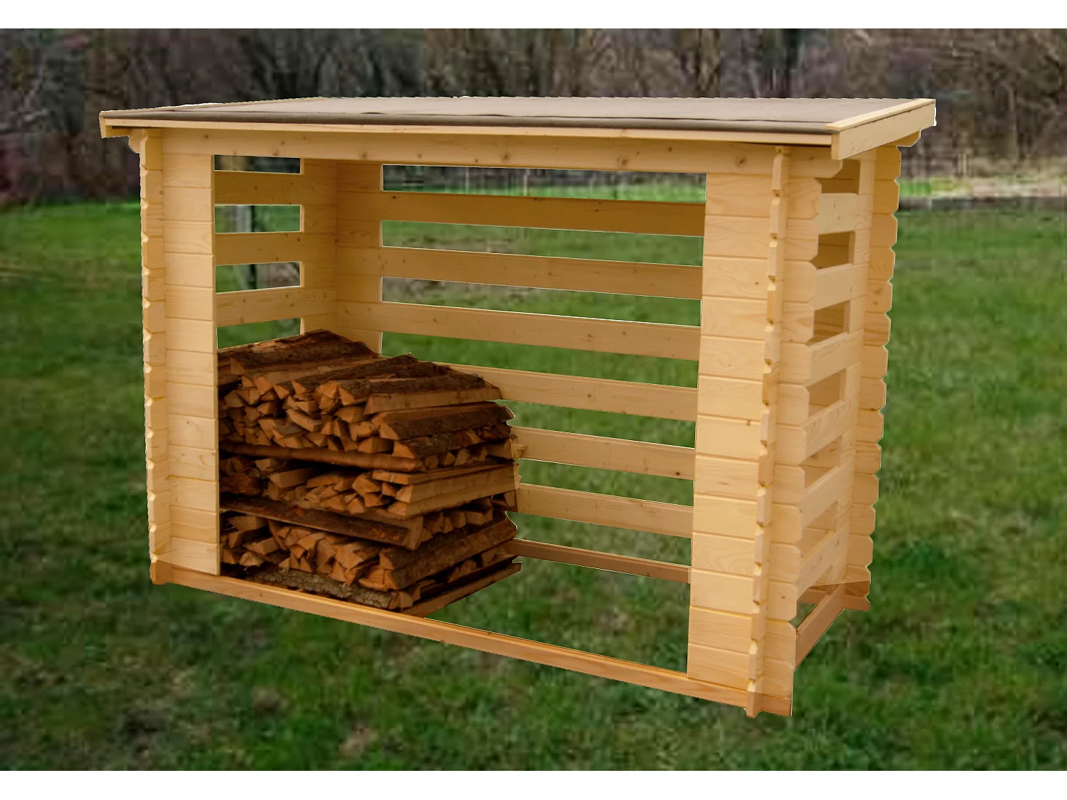 Habrita Abri range-bûches fermé et esthétique 1.90 m² avec structure de bois - rb2311