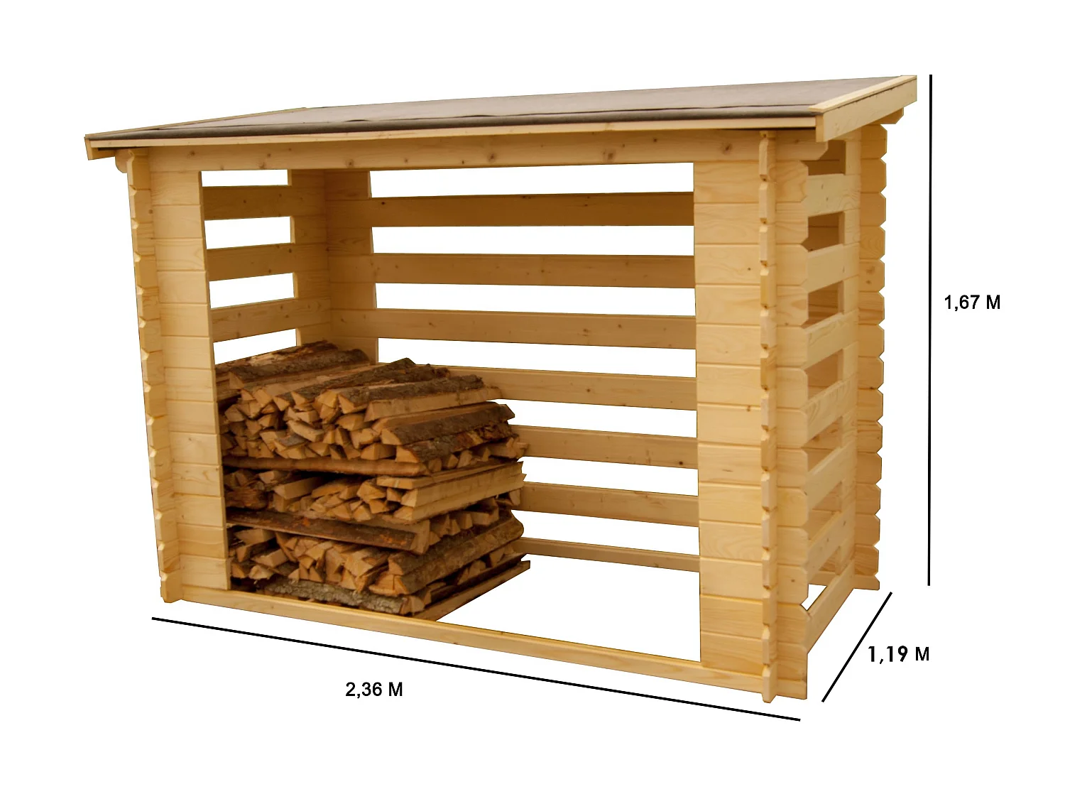 Habrita Abri range-bûches fermé et esthétique 1.90 m² avec structure de bois - rb2311