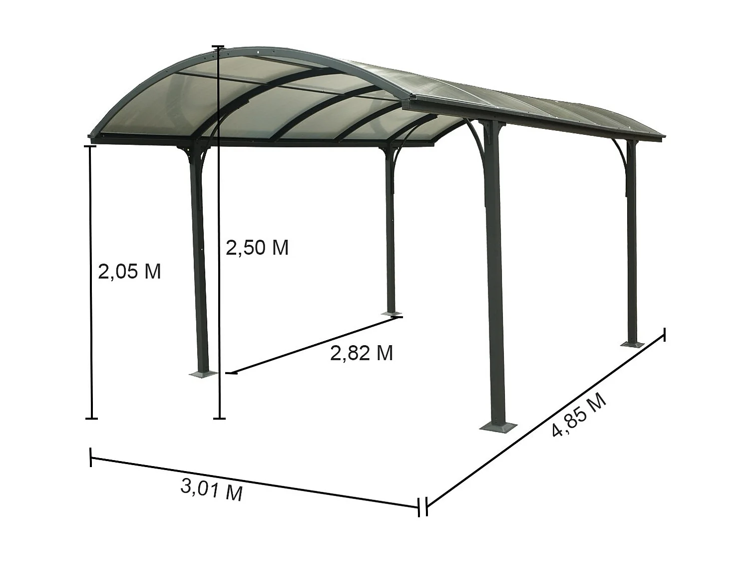 Habrita Carport 14.62 m2 gris anthracite - CAR 3048 ALRP