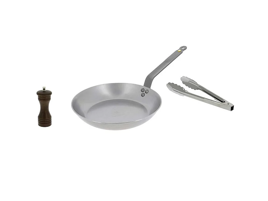 De Buyer Box poêle 26 cm + moulin poivre + pince - 5610.03