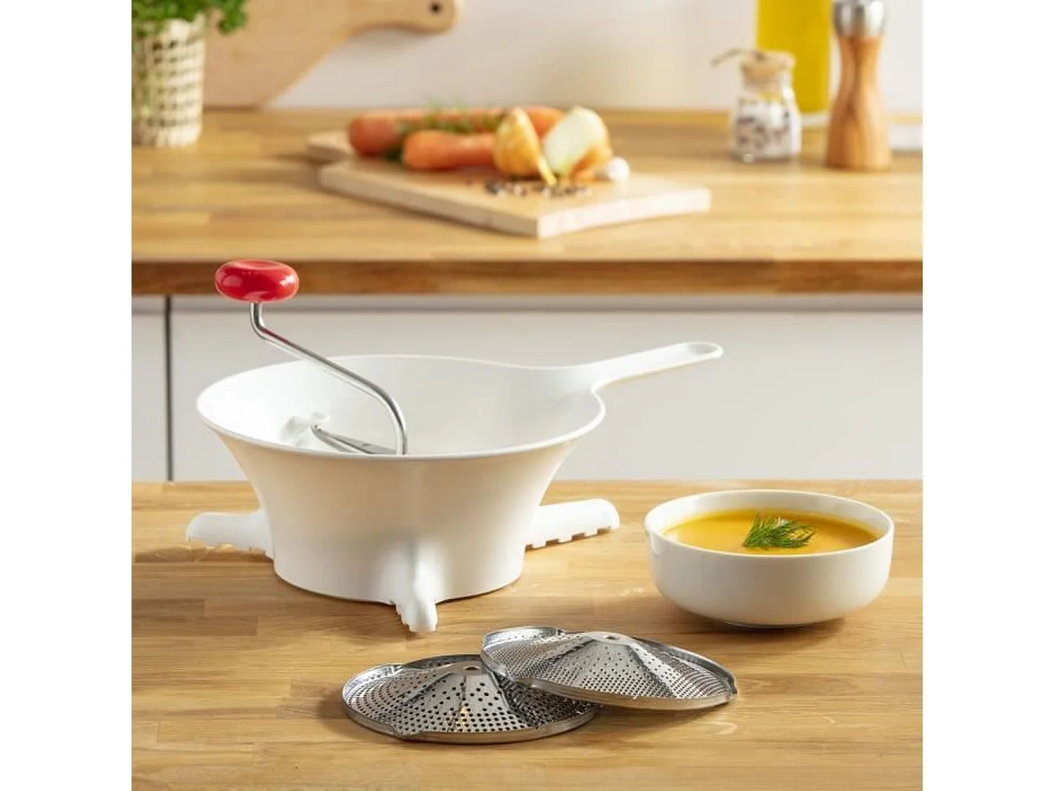 MOULINEX Molinillo de verduras grande, 2 rejillas de acero inoxidable