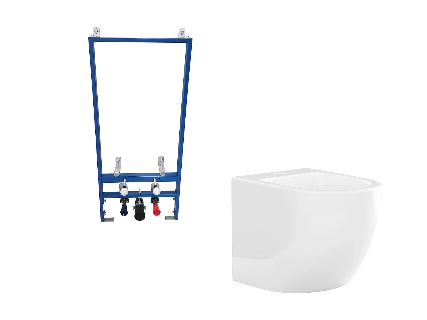 Pack bidet blanc en céramique avec bâti-support - AMARUM