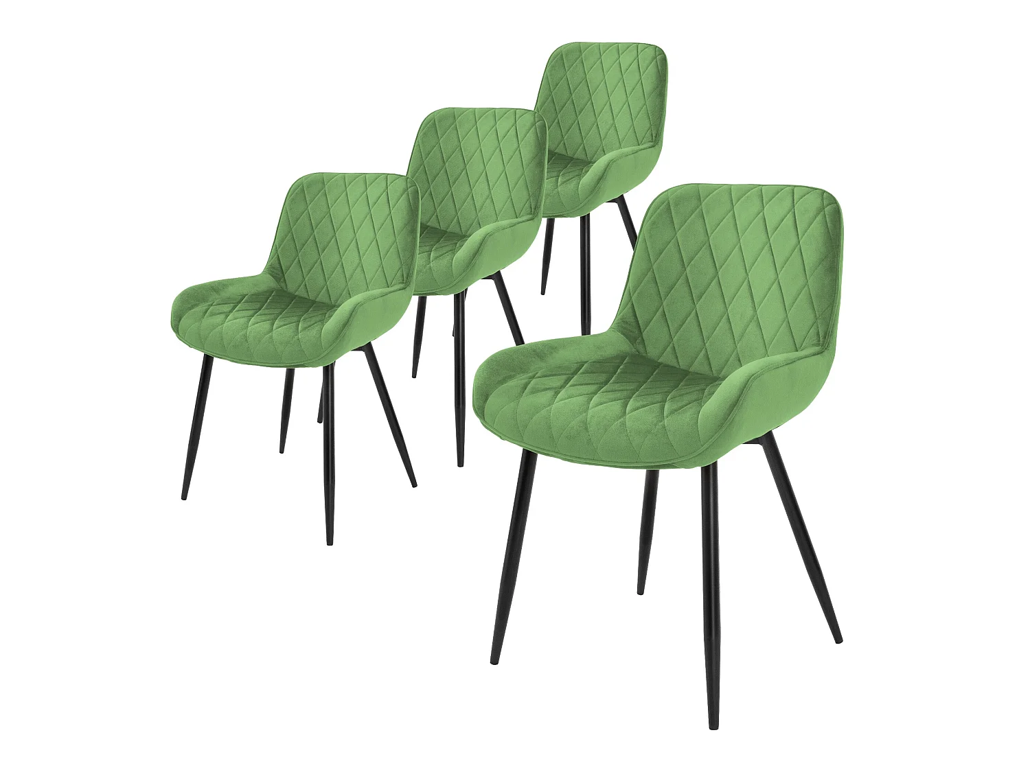 Set de 4 chaises de salle à manger rembourrée en velours vert fauteuils moderne