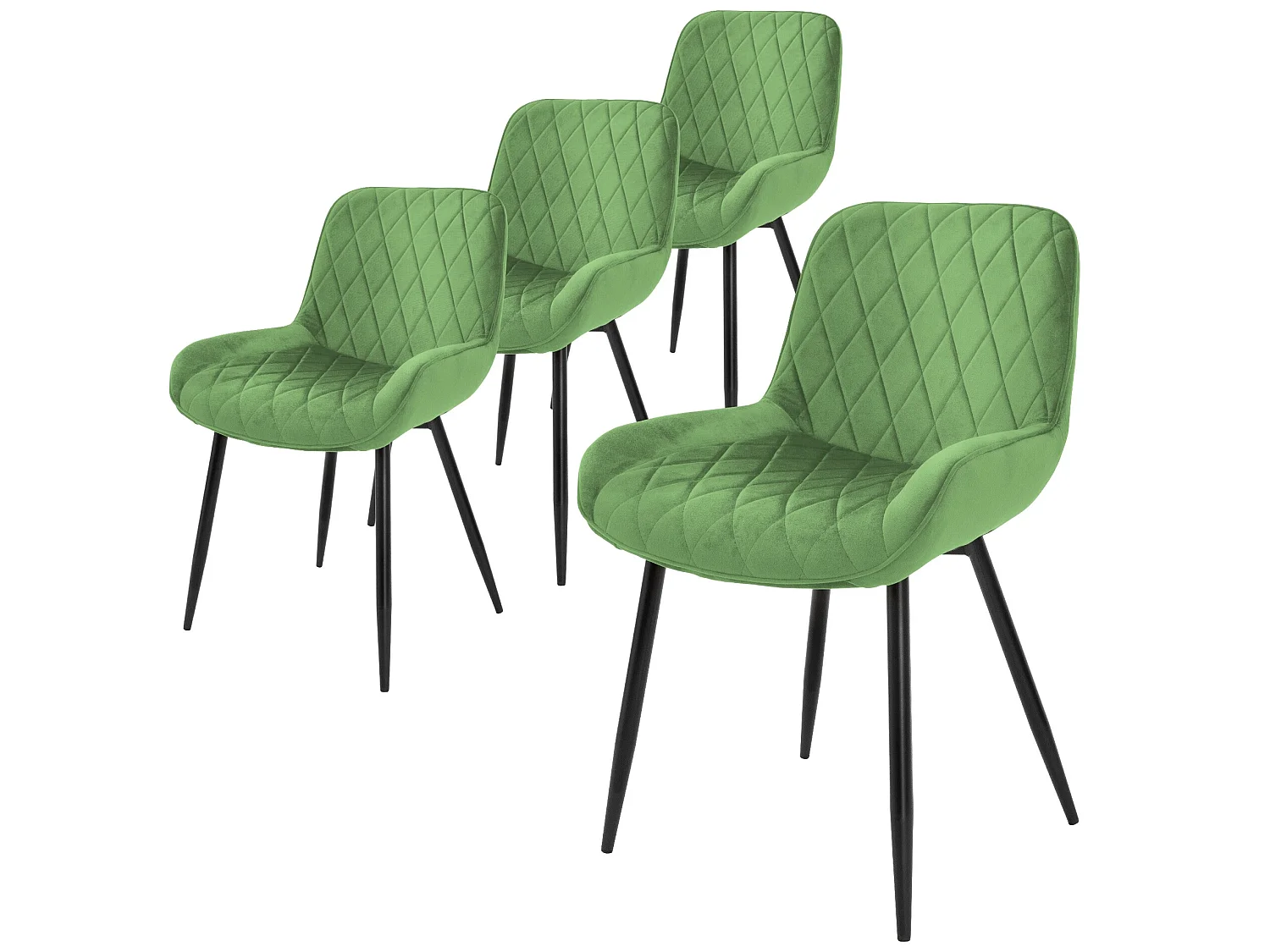 Set de 4 chaises de salle à manger rembourrée en velours vert fauteuils moderne