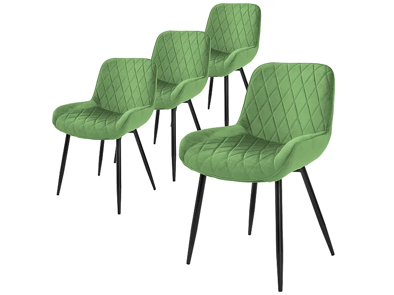 Set de 4 chaises de salle à manger rembourrée en velours vert fauteuils moderne