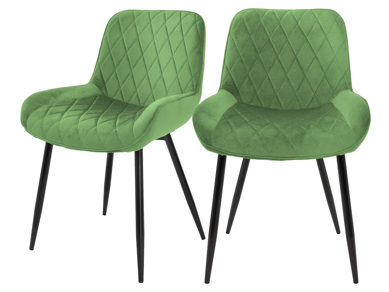 Sedie da sala da pranzo con schienale e braccioli Set di 2 Sedie in velluto verde con gambe in metallo ML-Design