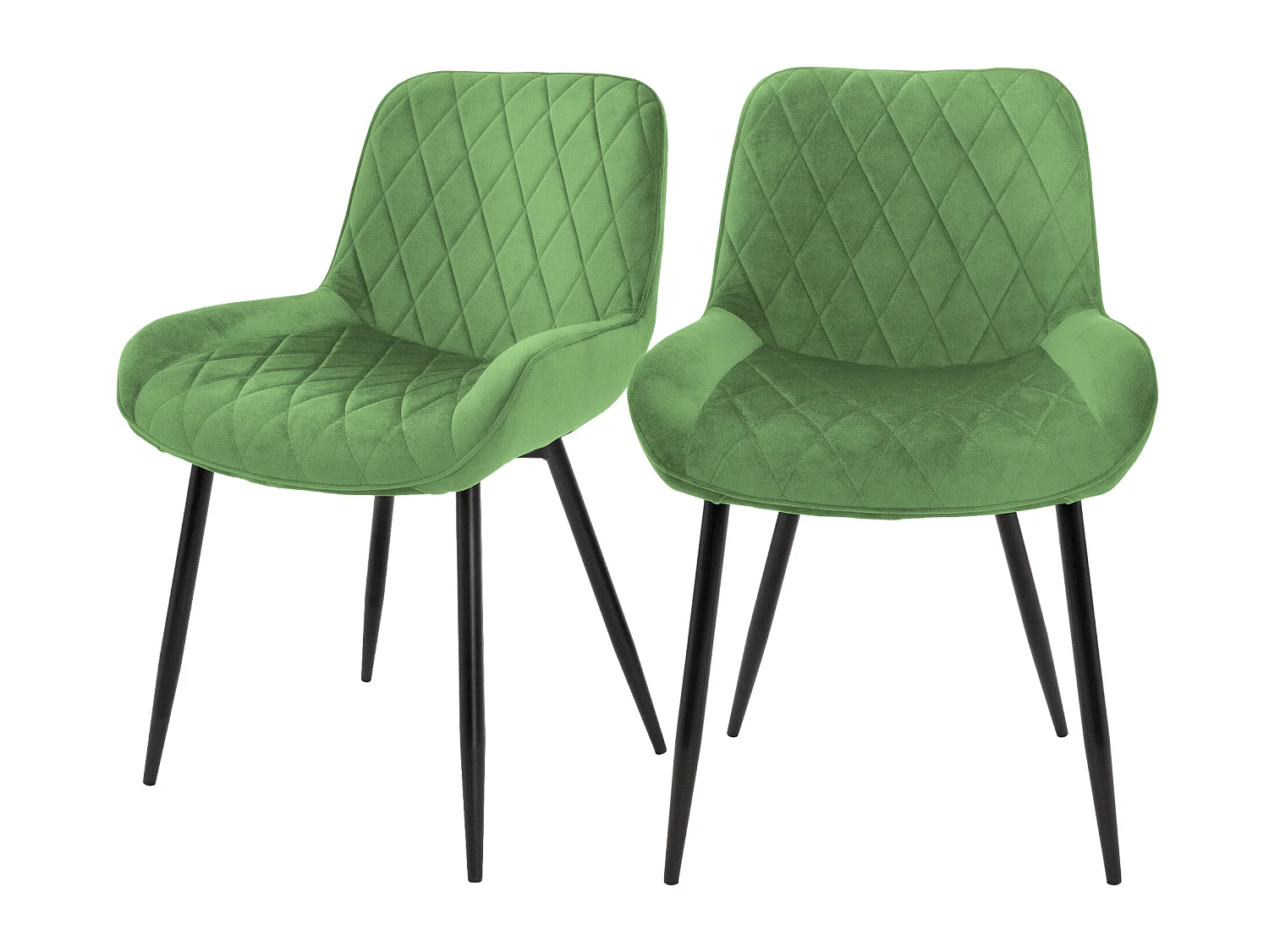 Set de 2 chaises de salle à manger rembourrée en velours vert fauteuils moderne