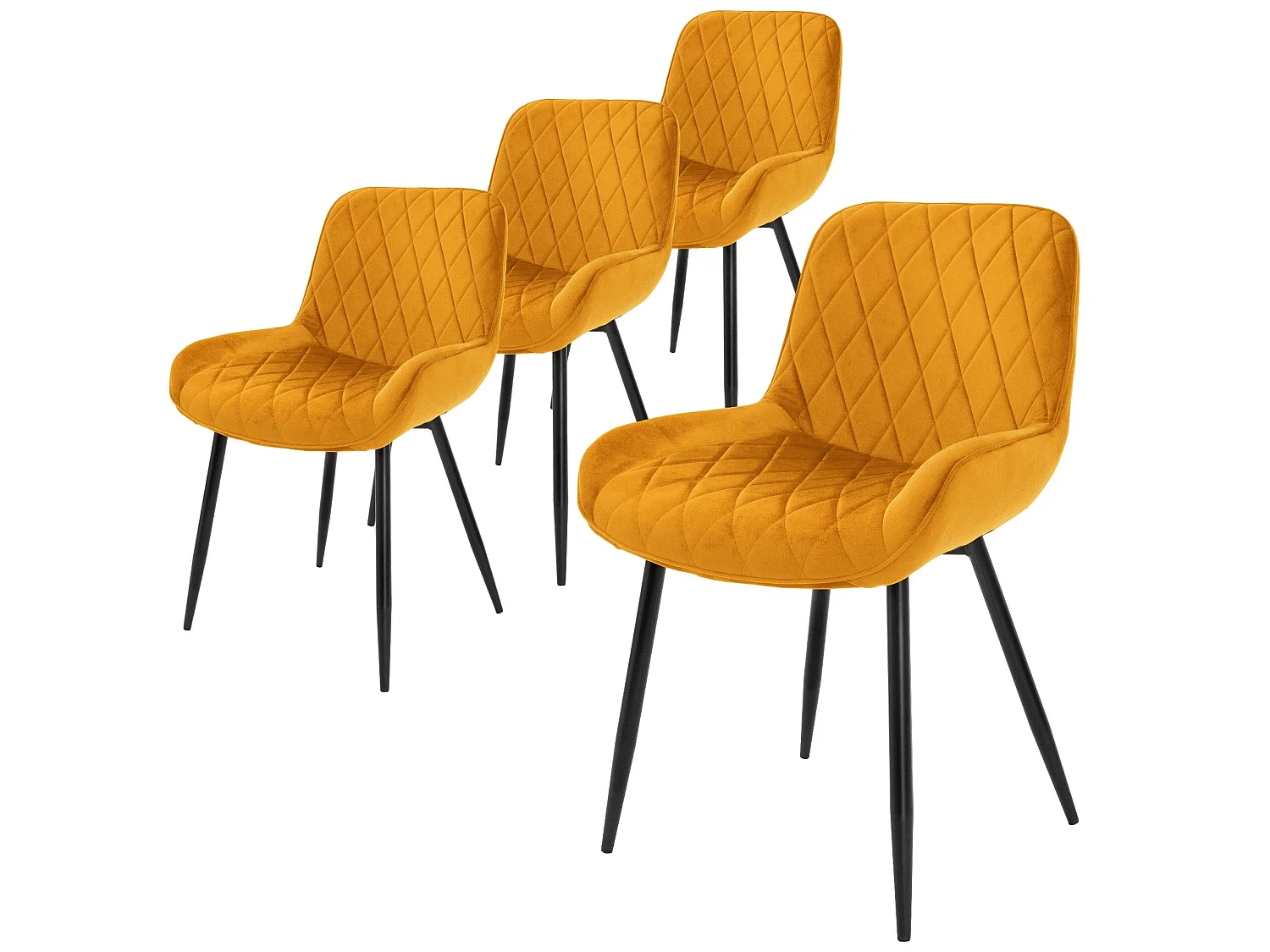 Set de 4 chaises de salle à manger rembourrée en velours ocre fauteuils moderne