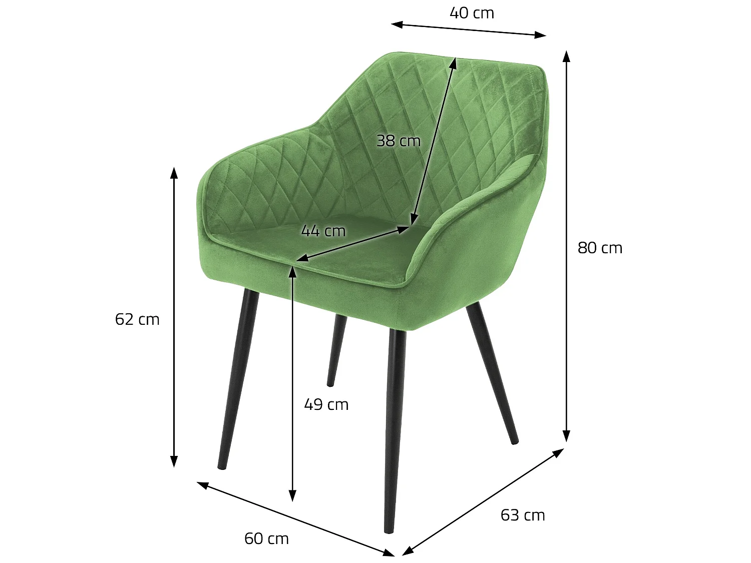 Lot de 4x chaises de salle à manger rembourrée en velours fauteuils salon vert